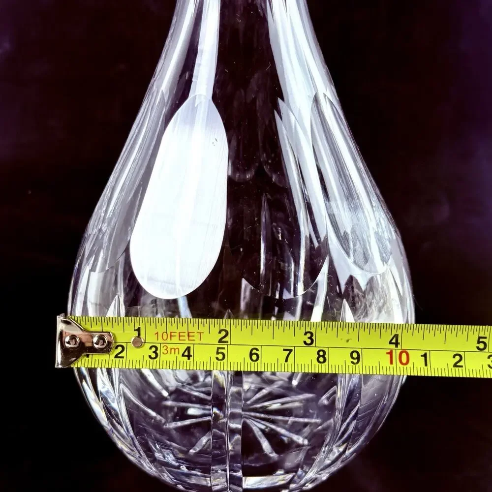Vintage European Style Cut Crystal Whiskey Decanter Stopper Heavy Barware 14”